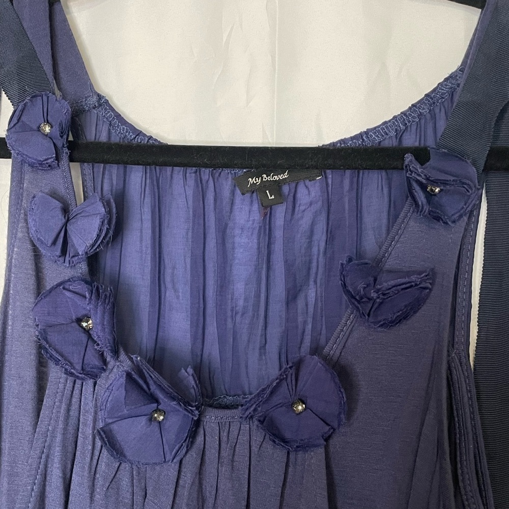 My Beloved/ floral dark blue tank top​​​​​​​​​​​​​ - Picture 3 of 8